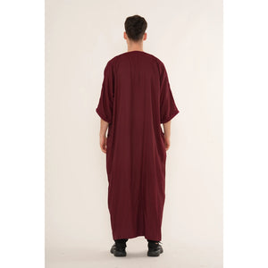 Men's Half Sleeve Embroidery Moroccan Thobe-TruClothing