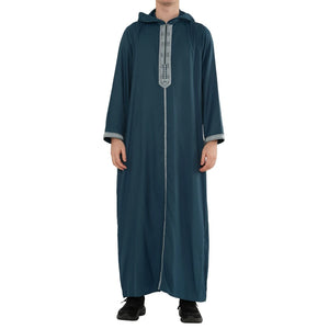Men's Hooded Gandoura Embroidery Moroccan Thobe-TruClothing