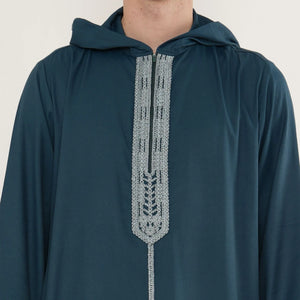 Men's Hooded Gandoura Embroidery Moroccan Thobe-TruClothing