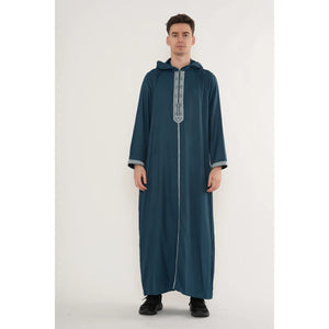 Men's Hooded Gandoura Embroidery Moroccan Thobe-TruClothing