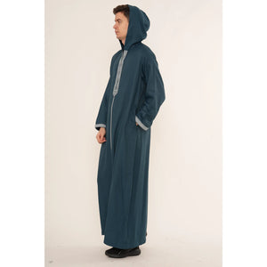 Men's Hooded Gandoura Embroidery Moroccan Thobe-TruClothing