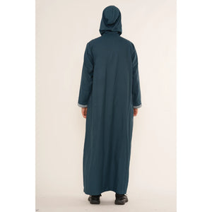 Men's Hooded Gandoura Embroidery Moroccan Thobe-TruClothing