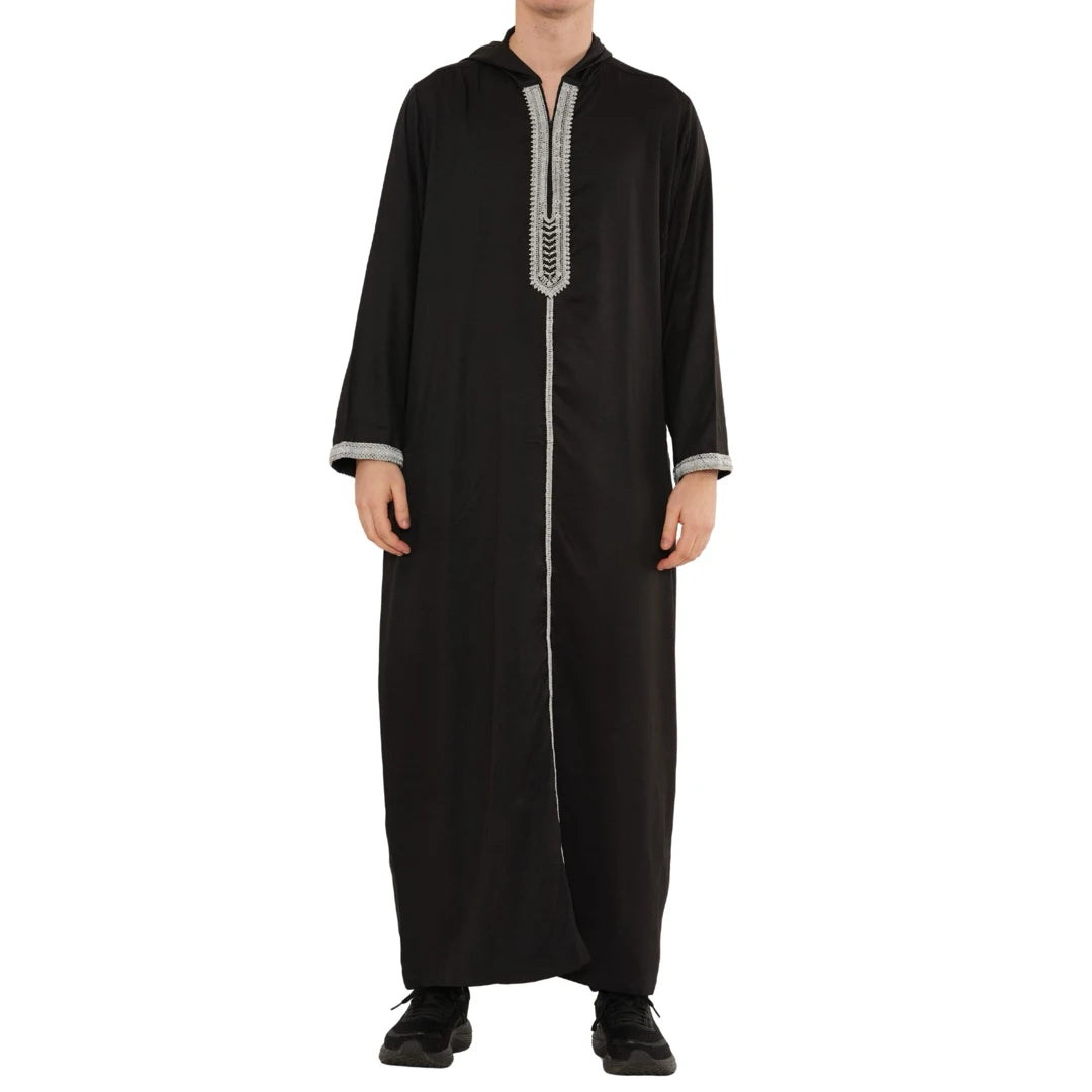 Men's Hooded Gandoura Embroidery Moroccan Thobe-TruClothing