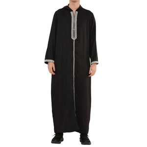 Men's Hooded Gandoura Embroidery Moroccan Thobe-TruClothing