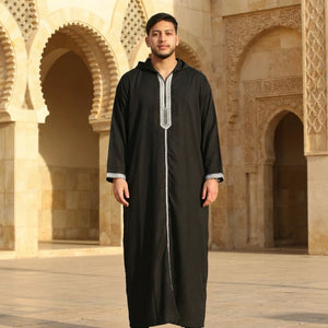 Men's Hooded Gandoura Embroidery Moroccan Thobe-TruClothing