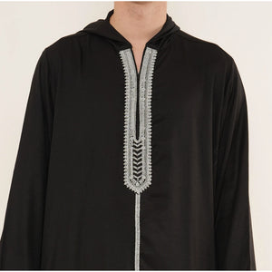 Men's Hooded Gandoura Embroidery Moroccan Thobe-TruClothing