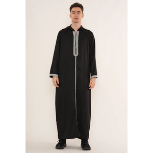Men's Hooded Gandoura Embroidery Moroccan Thobe-TruClothing