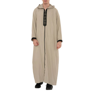 Men's Hooded Gandoura Embroidery Moroccan Thobe-TruClothing