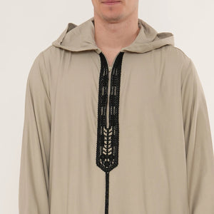 Men's Hooded Gandoura Embroidery Moroccan Thobe-TruClothing