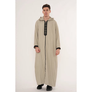 Men's Hooded Gandoura Embroidery Moroccan Thobe-TruClothing