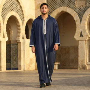 Men's Hooded Gandoura Embroidery Moroccan Thobe-TruClothing