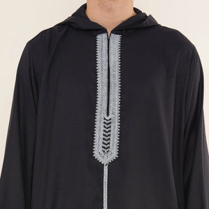 Men's Hooded Gandoura Embroidery Moroccan Thobe-TruClothing