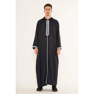 Men's Hooded Gandoura Embroidery Moroccan Thobe-TruClothing