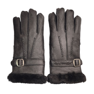 Mănuși pentru bărbați din piele de oaie întoarsă cu căptușeală din lână - Negru - Infinity Leather - 6
