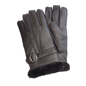 Mănuși pentru bărbați din piele de oaie întoarsă cu căptușeală din lână - Negru - Infinity Leather - 9