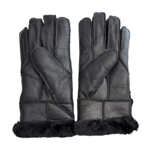 Mănuși pentru bărbați din piele de oaie întoarsă cu căptușeală din lână - Negru - Infinity Leather - 10