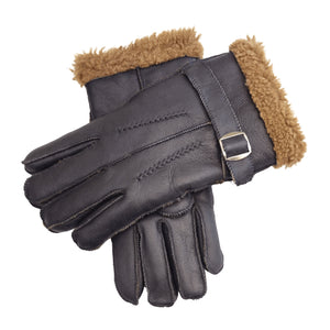 Mănuși pentru bărbați din piele de oaie întoarsă cu căptușeală din lână - Maro - Infinity Leather - 13