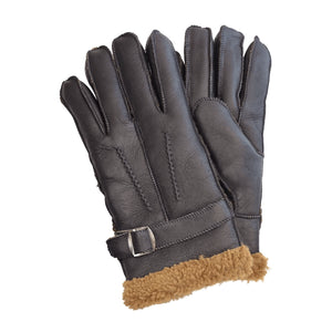 Mănuși pentru bărbați din piele de oaie întoarsă cu căptușeală din lână - Maro - Infinity Leather - 14