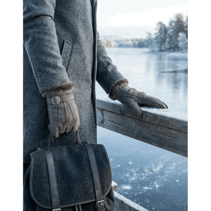 Mănuși pentru bărbați din piele de oaie întoarsă cu căptușeală din lână - Gri - Infinity Leather - 2