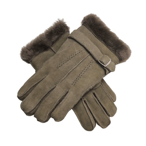Mănuși pentru bărbați din piele de oaie întoarsă cu căptușeală din lână - Gri - Infinity Leather - 3