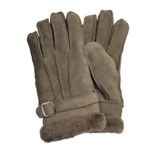 Mănuși pentru bărbați din piele de oaie întoarsă cu căptușeală din lână - Gri - Infinity Leather - 4