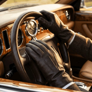 Men's Leather Wool Lined Elastic Wrist Gloves-TruClothing