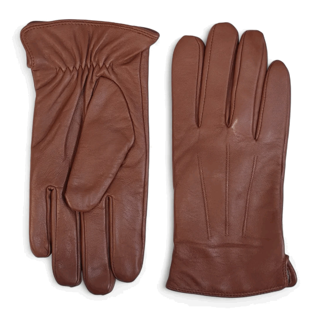Men's Leather Wool Lined Elastic Wrist Gloves-TruClothing