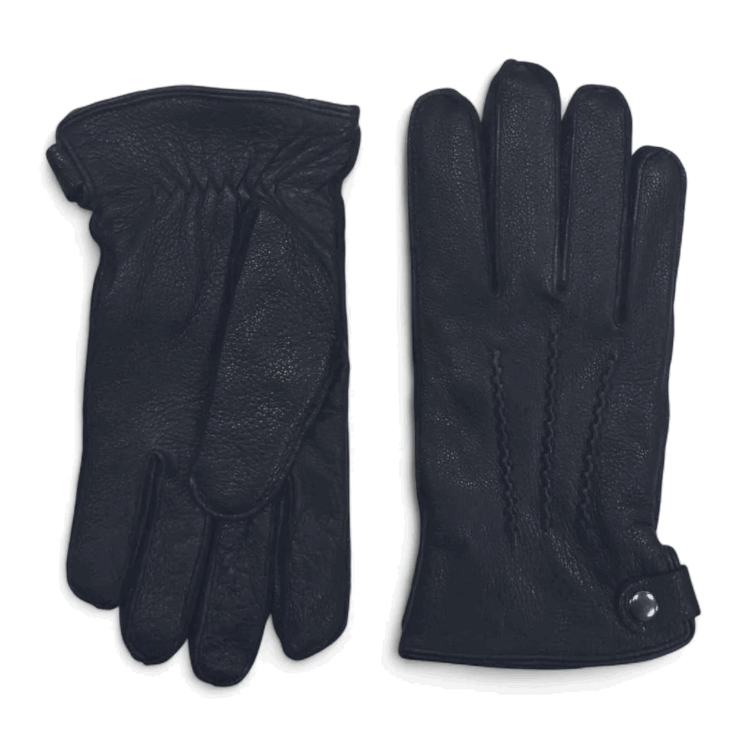 Men’s Leather Wool Lined Snap Button Closure Winter Gloves-TruClothing