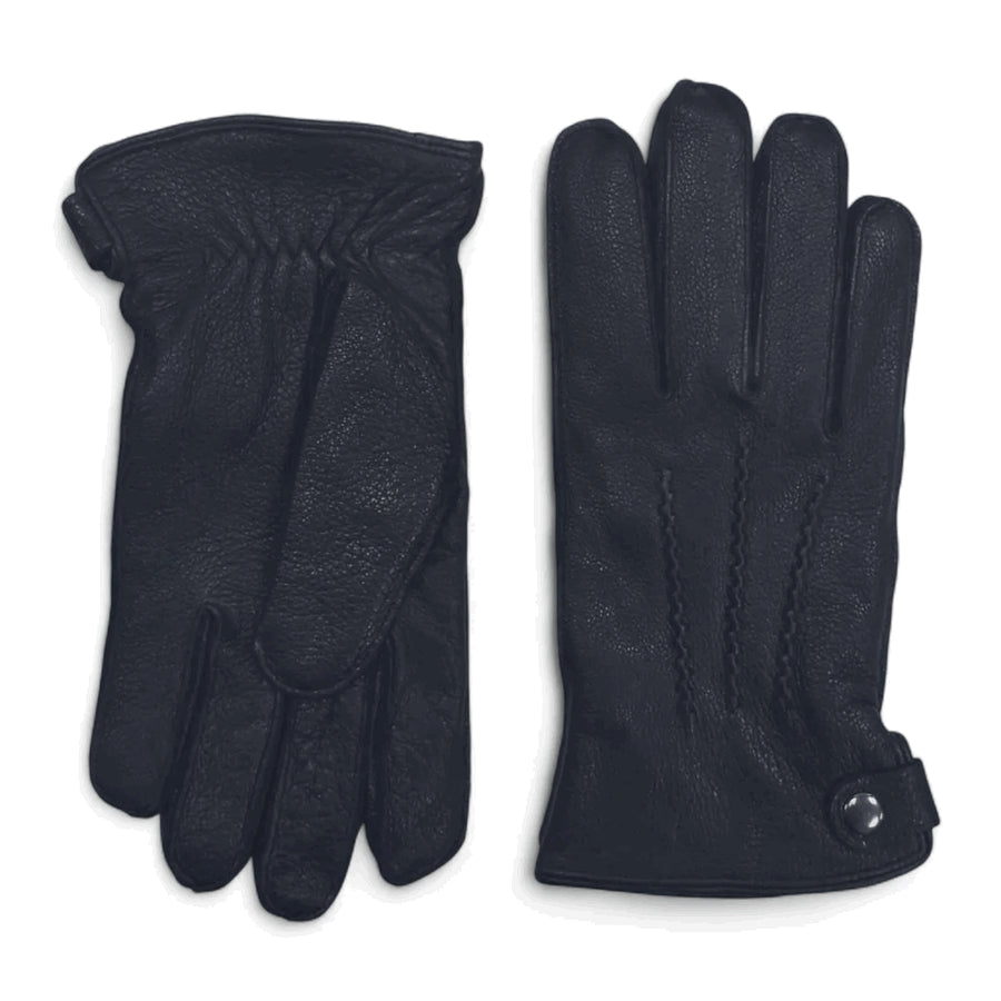 Men’s Leather Wool Lined Snap Button Closure Winter Gloves-TruClothing