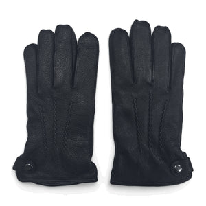 Men’s Leather Wool Lined Snap Button Closure Winter Gloves-TruClothing