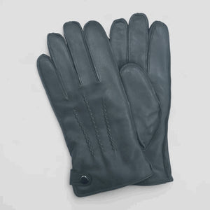 Men’s Leather Wool Lined Snap Button Closure Winter Gloves-TruClothing
