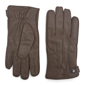 Men’s Leather Wool Lined Snap Button Closure Winter Gloves-TruClothing