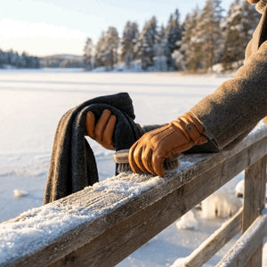 Men’s Leather Wool Lined Snap Button Closure Winter Gloves-TruClothing