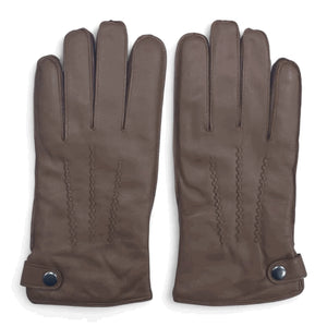 Men’s Leather Wool Lined Snap Button Closure Winter Gloves-TruClothing