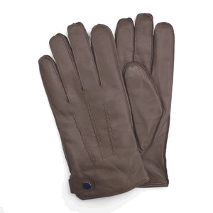 Men’s Leather Wool Lined Snap Button Closure Winter Gloves-TruClothing