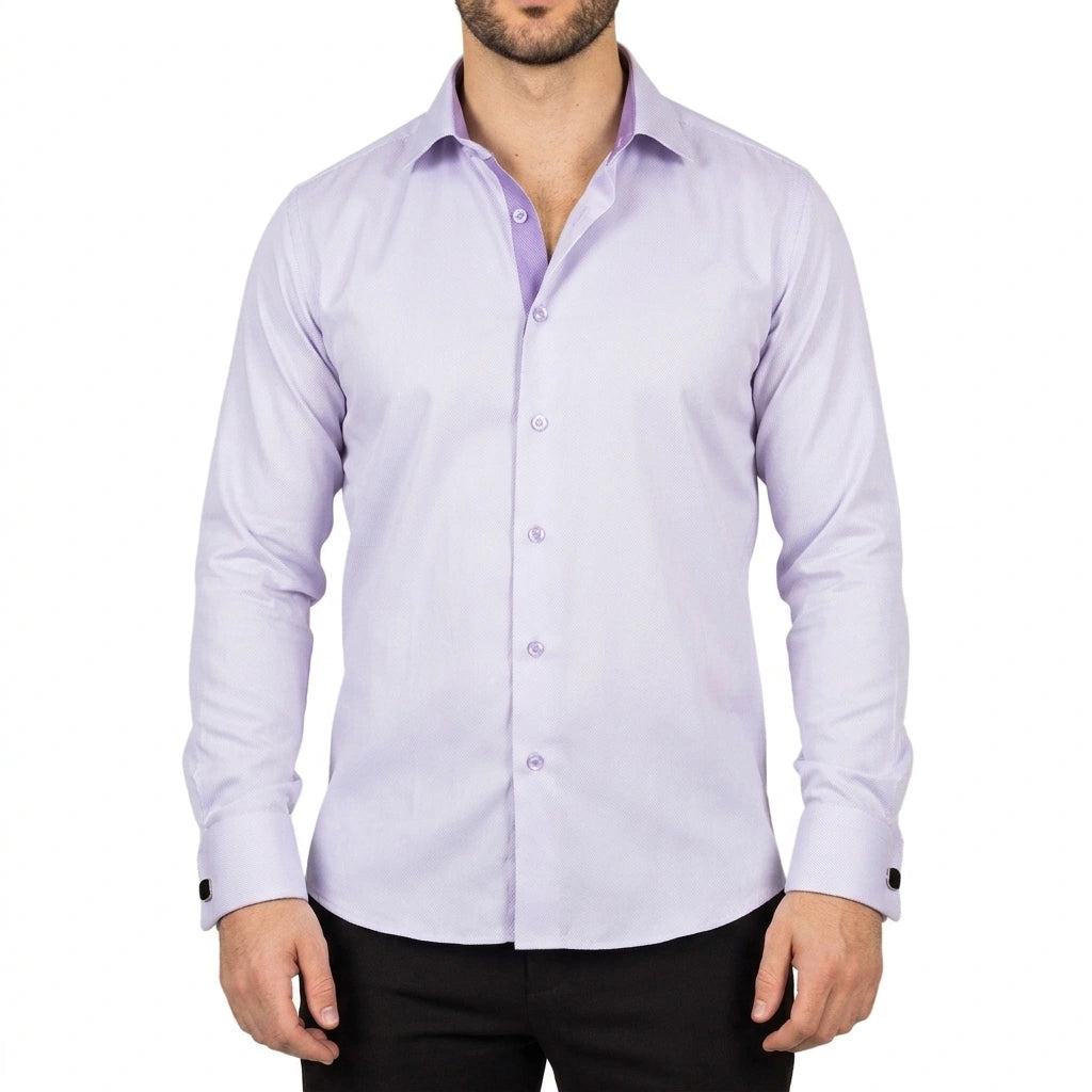 Men's Lilac Double Cuff Oxford Shirt