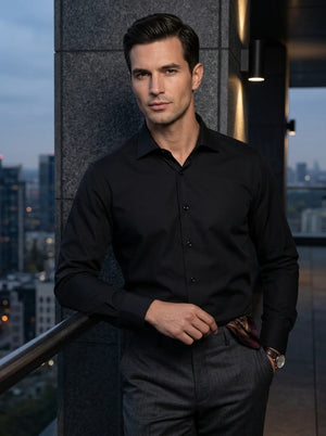 Men's Slim Fit Long Sleeve Button-Down Dress Shirt