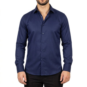 Men's Navy Double Cuff Oxford Shirt