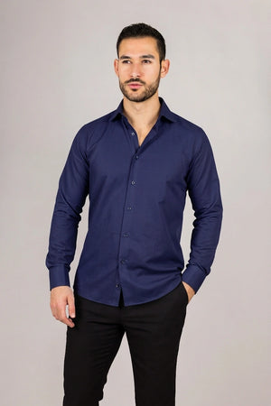 Men's Navy Double Cuff Oxford Shirt