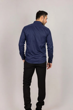 Men's Navy Double Cuff Oxford Shirt