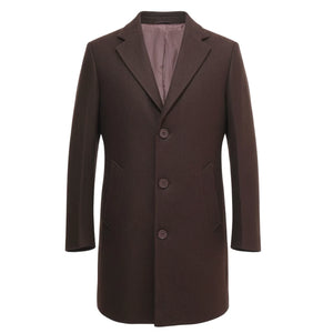 Men's Notched Lapel Collar Wool Blend Overcoat-TruClothing