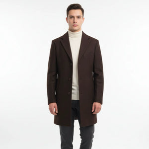 Men's Notched Lapel Collar Wool Blend Overcoat-TruClothing
