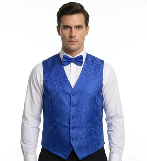 Men's Paisley Floral 3 Piece Bow Tie Hankie Waistcoat Set