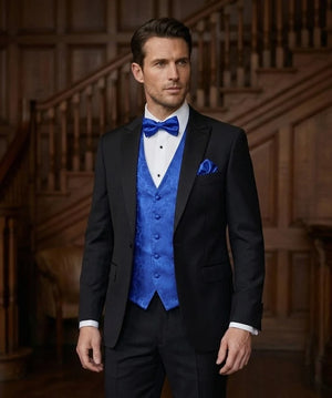 Men's Paisley Floral 3 Piece Bow Tie Hankie Waistcoat Set