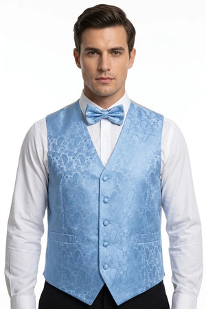 Men's Paisley Floral 3 Piece Bow Tie Hankie Waistcoat Set