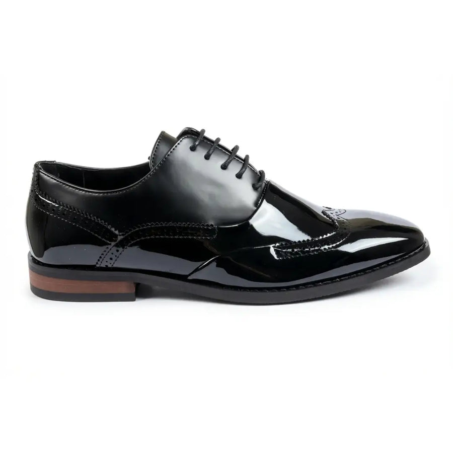 Men's Patent PU Leather Wingtip Oxford Shoes-TruClothing