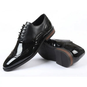 Men's Patent PU Leather Wingtip Oxford Shoes-TruClothing