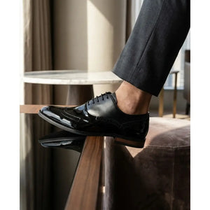 Men's Patent PU Leather Wingtip Oxford Shoes-TruClothing