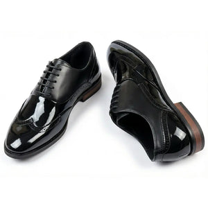 Men's Patent PU Leather Wingtip Oxford Shoes-TruClothing
