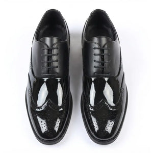 Men's Patent PU Leather Wingtip Oxford Shoes-TruClothing